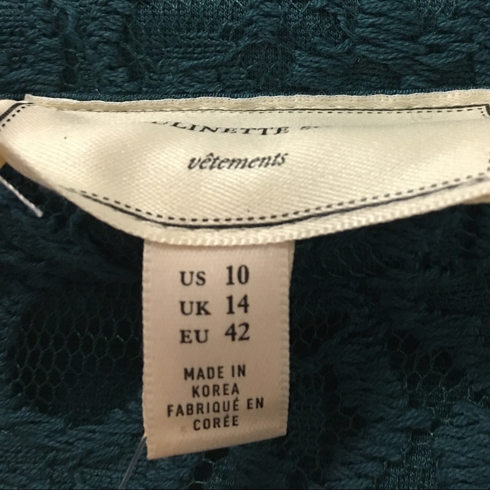 Anthropologie Teal Lace Asymmetrical Hem Skirt - Picture 7 of 10